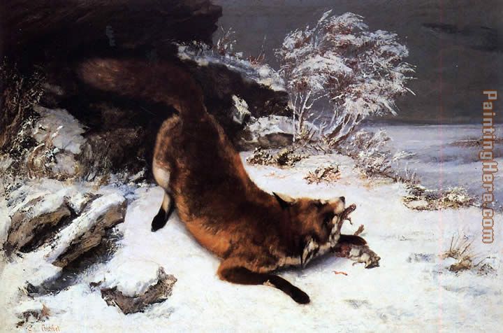 Fox in the Snow painting - Gustave Courbet Fox in the Snow art painting